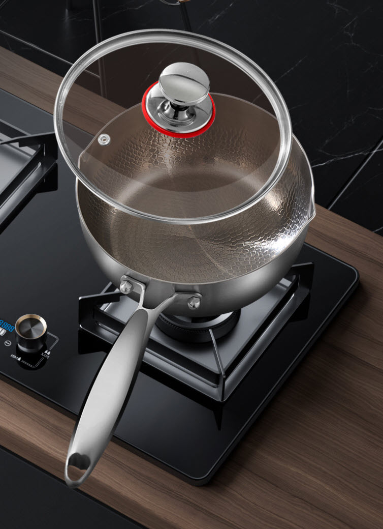 Nồi nấu sữa titanium cao cấp vân búa 3D chống dính tự nhiên kèm xửng hấp PDG04