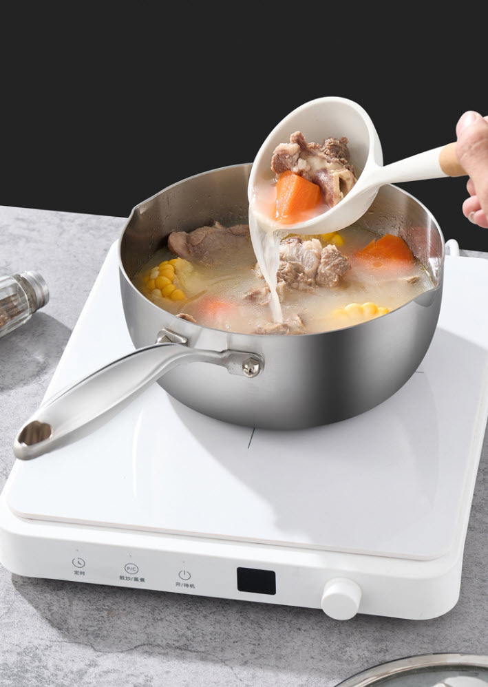 Nồi nấu sữa titanium cao cấp vân búa 3D chống dính tự nhiên kèm xửng hấp PDG04