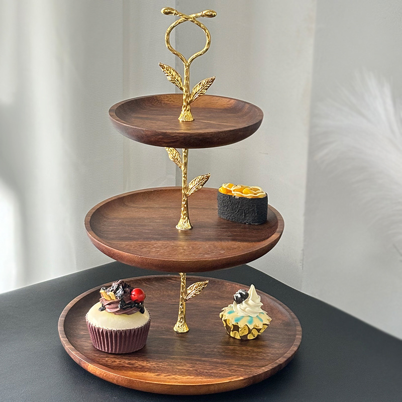 Kệ bánh 2-3 tầng gỗ Óc Chó cho Quán Trà tiệc buffet EP011