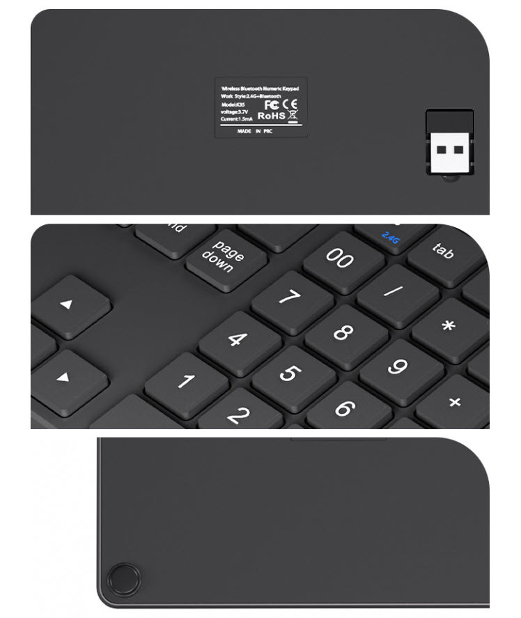 Bàn phím số không dây đa năng có bluetooth pin 300mAh BTK35.