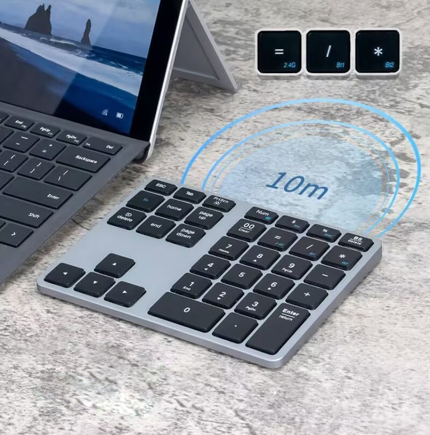 Bàn phím số không dây đa năng có bluetooth pin 300mAh JM011 vỏ hợp kim nhôm