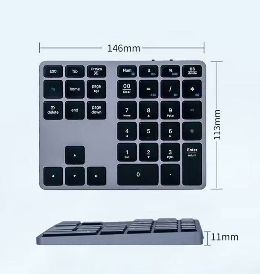 Bàn phím số không dây đa năng có bluetooth pin 300mAh JM011 vỏ hợp kim nhôm