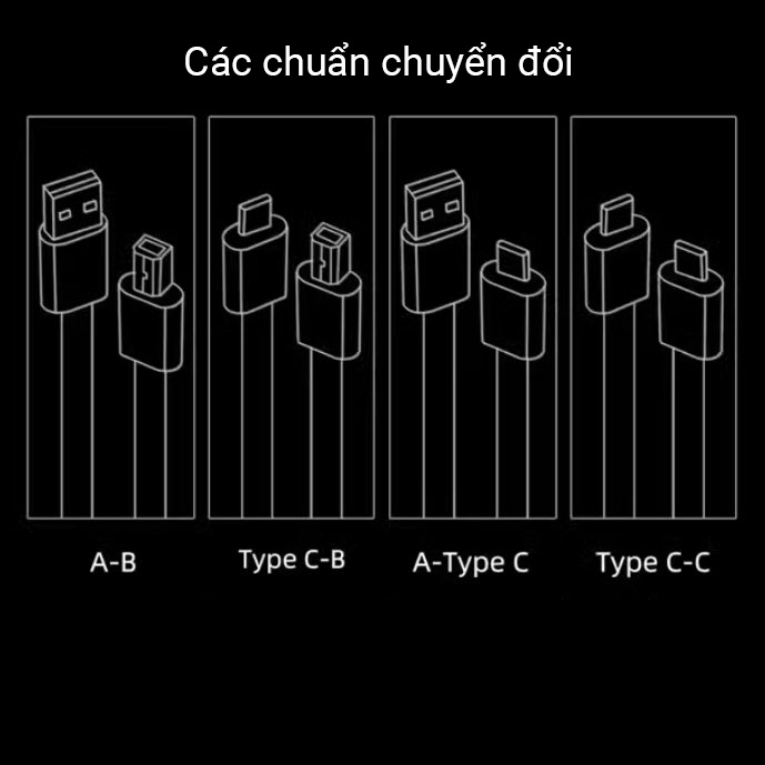 Cáp âm thanh C8 đồng đơn mạ bạc cáp OTG các chuẩn USB C-B, A-B, A-C, C-C