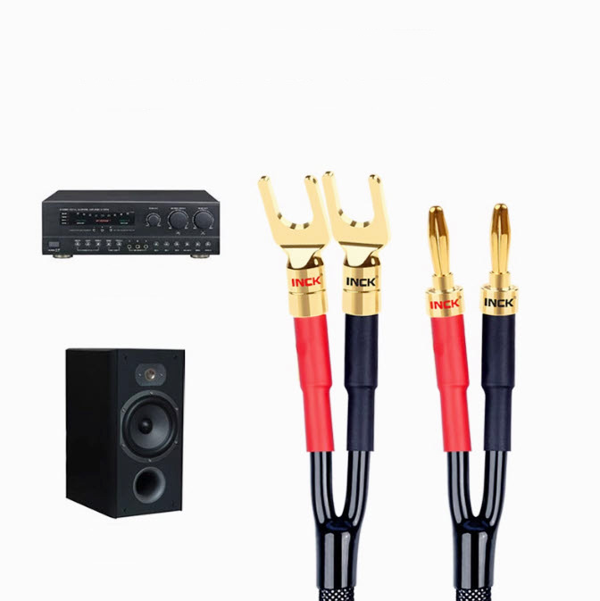 Cặp dây loa H1 INCK lõi đồng 5N jack mạ vàng lõi 2.5 đáp ứng 2000W