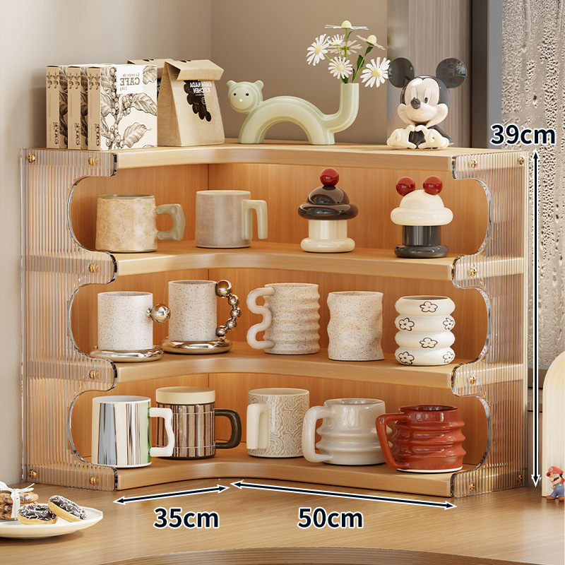 Kệ để mỹ phẩm trang sức kệ ly để bàn THC11 chất liệu acrylic và gỗ