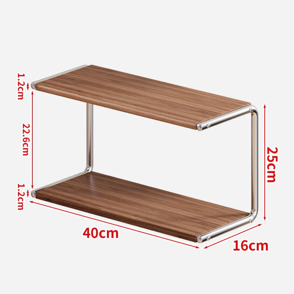 Kệ để đồ cá nhân kệ sách để bàn 40cm MBF11 khung inox vân gỗ Óc Chó