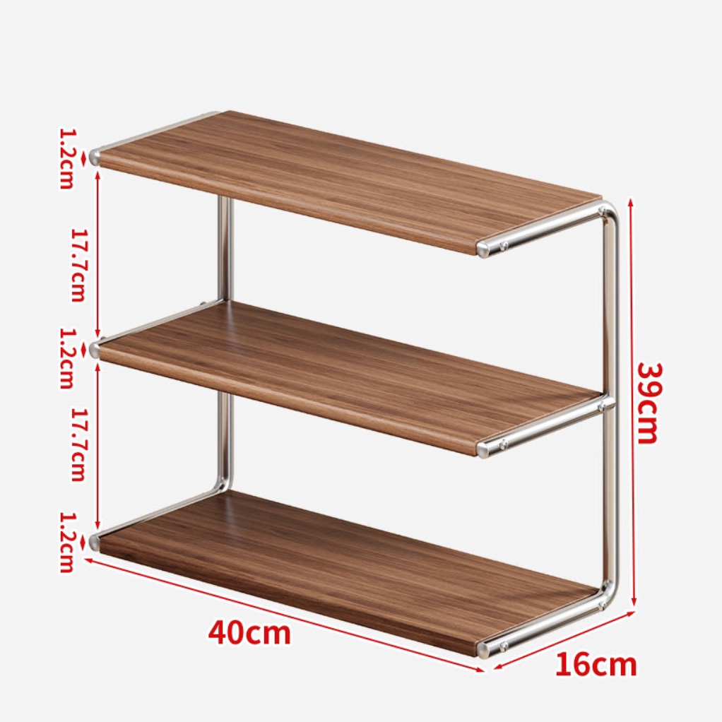 Kệ để đồ cá nhân kệ sách để bàn 40cm MBF11 khung inox vân gỗ Óc Chó