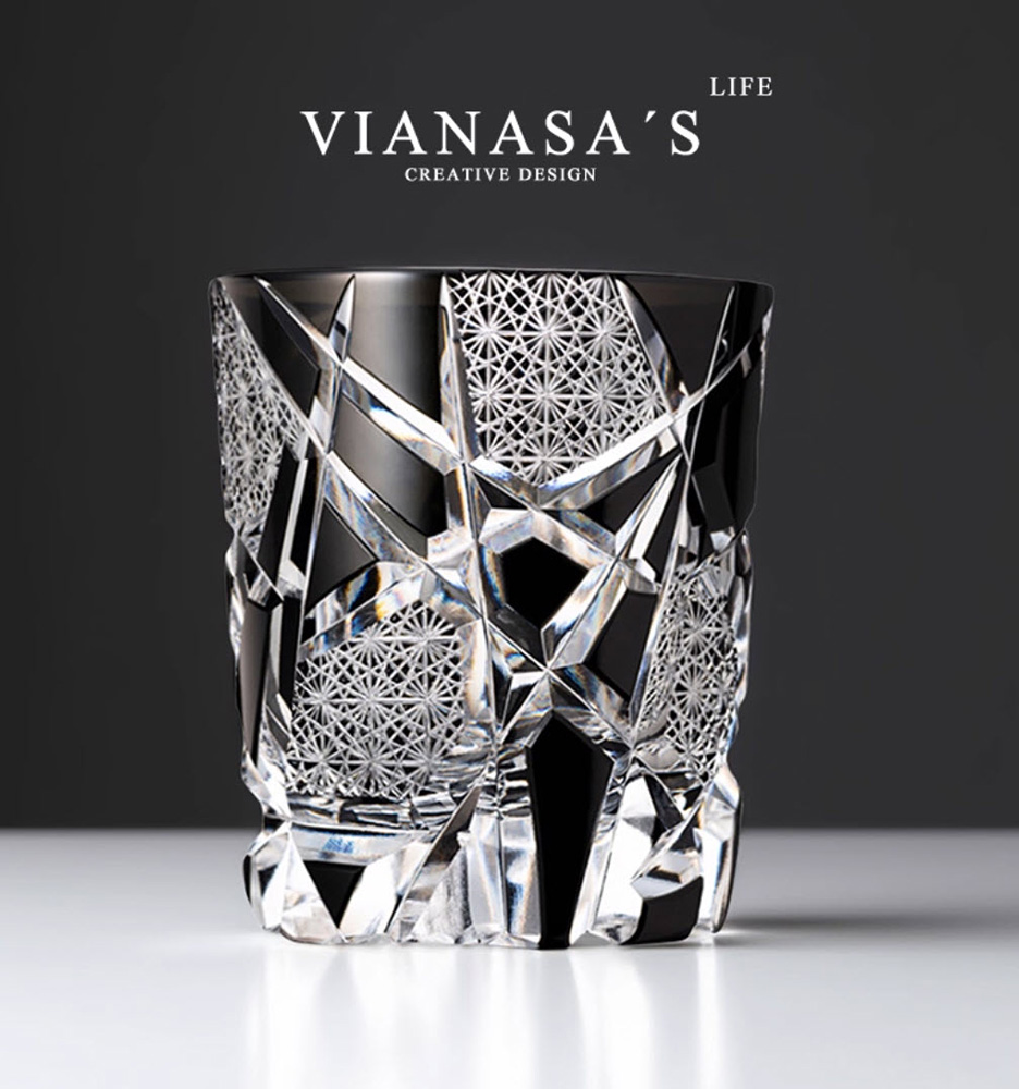 Ly whisky pha lê 28ml chế tác thủ công Edo Kiriko mẫu Twilight of Gods Vianasa VS565