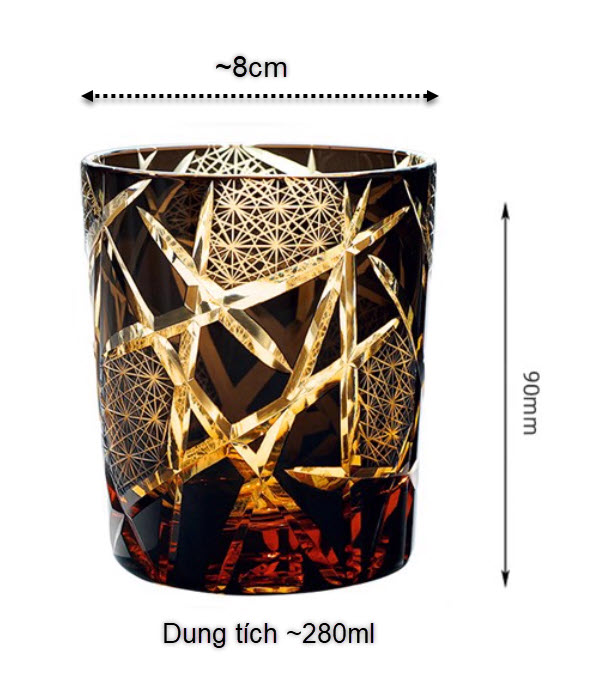 Ly whisky pha lê 28ml chế tác thủ công Edo Kiriko mẫu Twilight of Gods Vianasa VS565