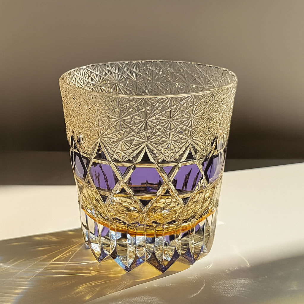 Ly whisky pha lê 330ml chế tác thủ công Edo Kiriko mẫu Fluorite Vianasa VS3233