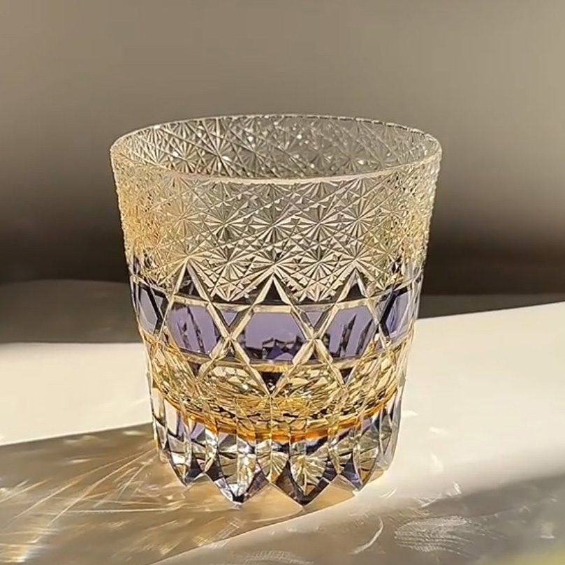 Ly whisky pha lê 330ml chế tác thủ công Edo Kiriko mẫu Fluorite Vianasa VS3233