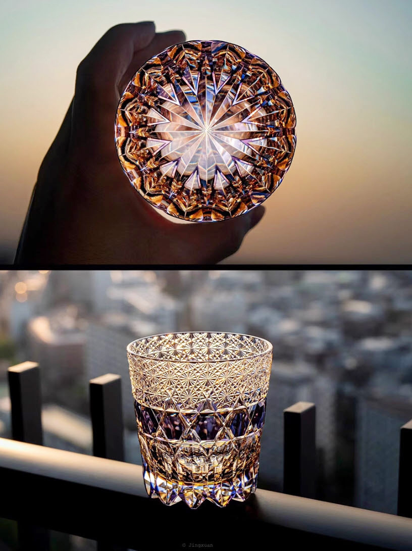 Ly whisky pha lê 330ml chế tác thủ công Edo Kiriko mẫu Fluorite Vianasa VS3233