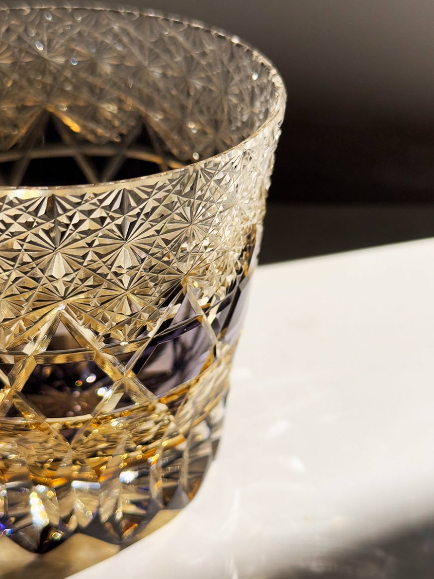 Ly whisky pha lê 330ml chế tác thủ công Edo Kiriko mẫu Fluorite Vianasa VS3233