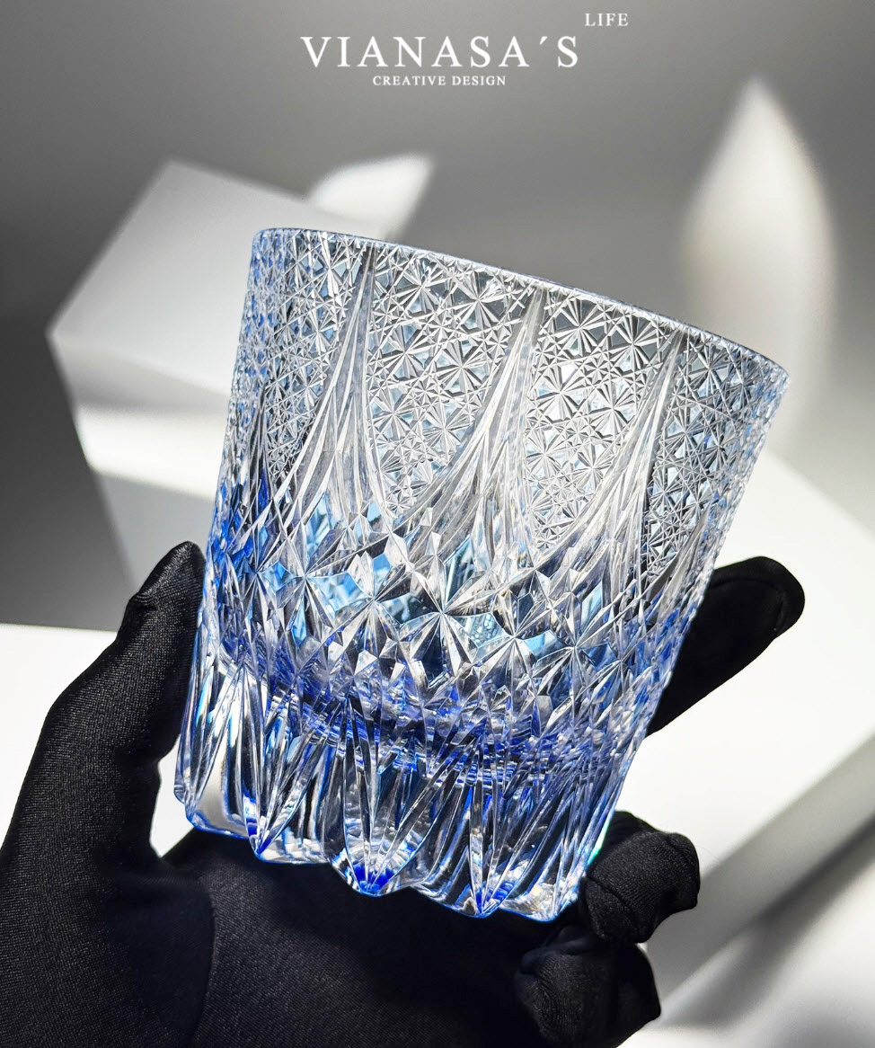 Ly whisky pha lê 330ml chế tác thủ công Edo Kiriko mẫu Eternal Star Vianasa VS3424