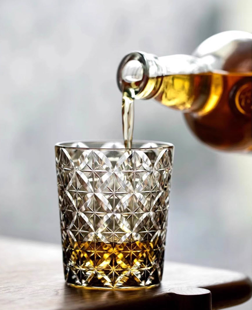 Ly whisky pha lê 250ml chế tác thủ công Edo Kiriko mẫu Shippo Vianasa VS4234