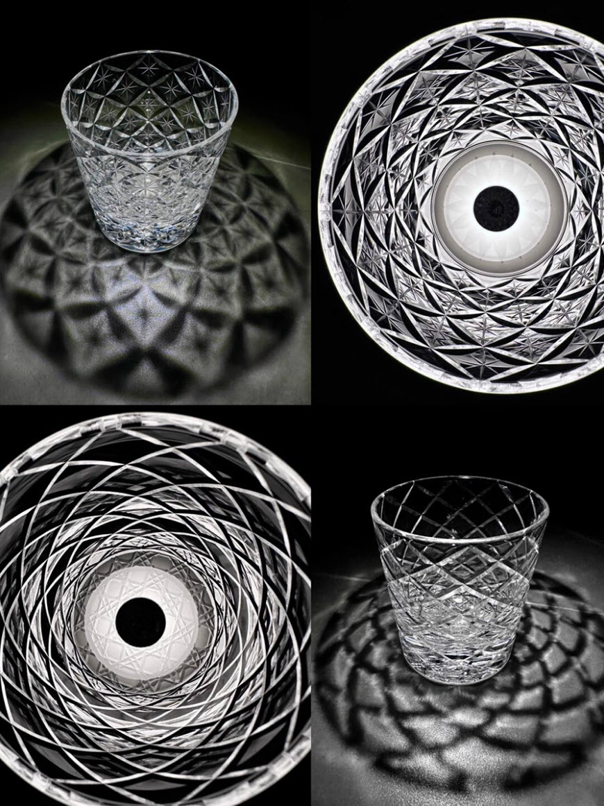 Ly whisky pha lê 250ml chế tác thủ công Edo Kiriko mẫu Shippo Vianasa VS4234