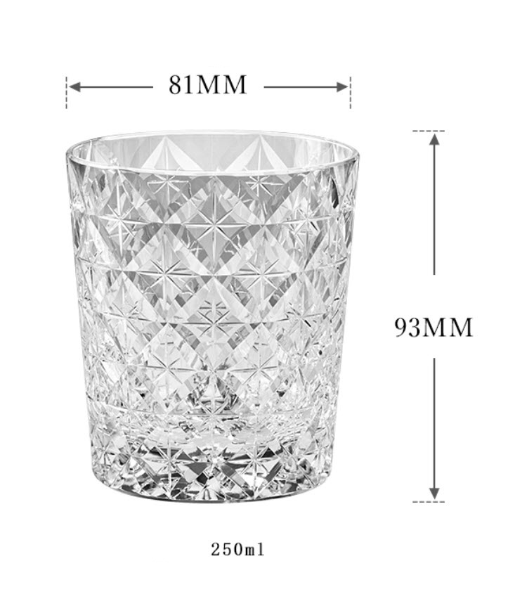 Ly whisky pha lê 250ml chế tác thủ công Edo Kiriko mẫu Shippo Vianasa VS4234