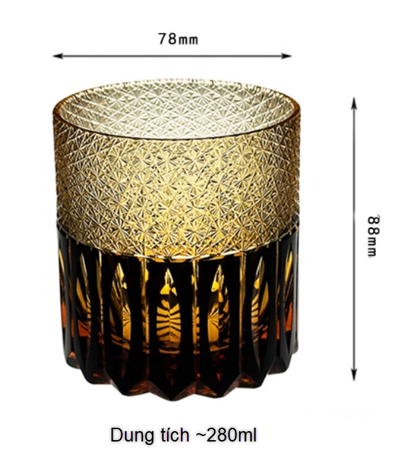 Ly whisky pha lê 280ml chế tác thủ công Edo Kiriko mẫu Glowing Day Vianasa VS3121