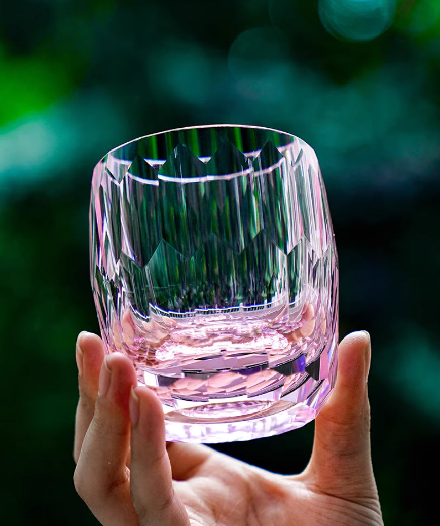 Ly whisky pha lê 5A 210ml chế tác thủ công Edo Kiriko mẫu K9 Diamon Vianasa VS3435