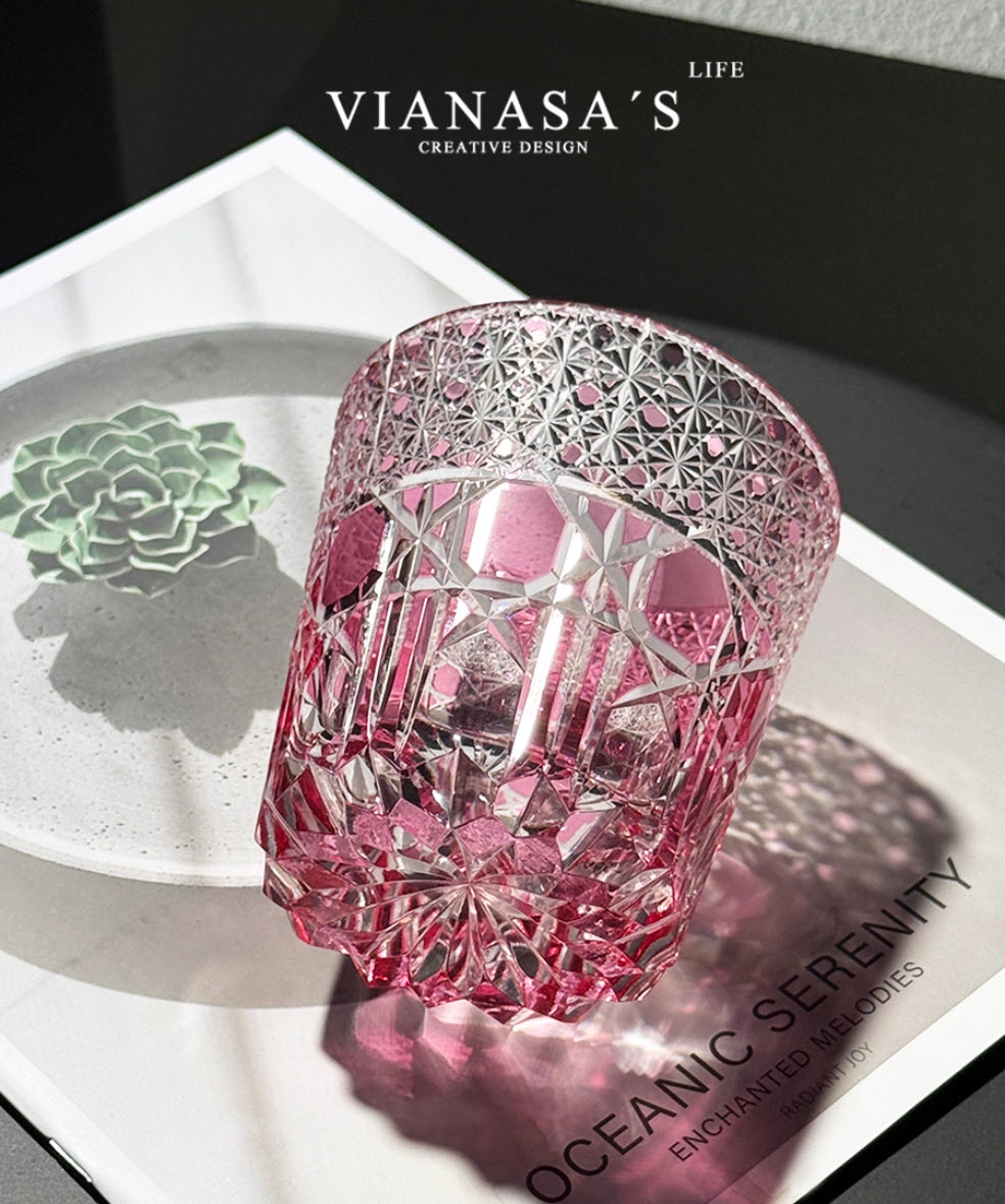 Ly whisky pha lê 330ml chế tác thủ công Edo Kiriko mẫu Glaze Dream Vianasa VS3423