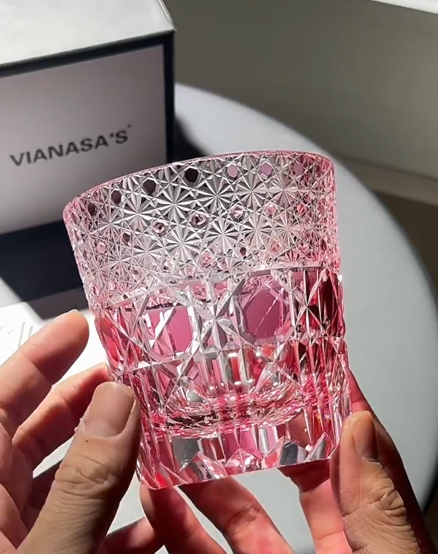 Ly whisky pha lê 330ml chế tác thủ công Edo Kiriko mẫu Glaze Dream Vianasa VS3423