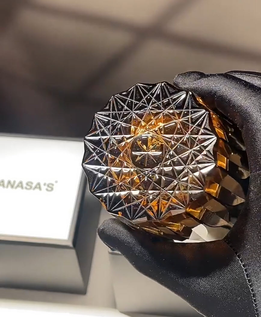 Ly whisky pha lê 280ml chế tác thủ công Edo Kiriko mẫu Brown Star Vianasa VS2323A