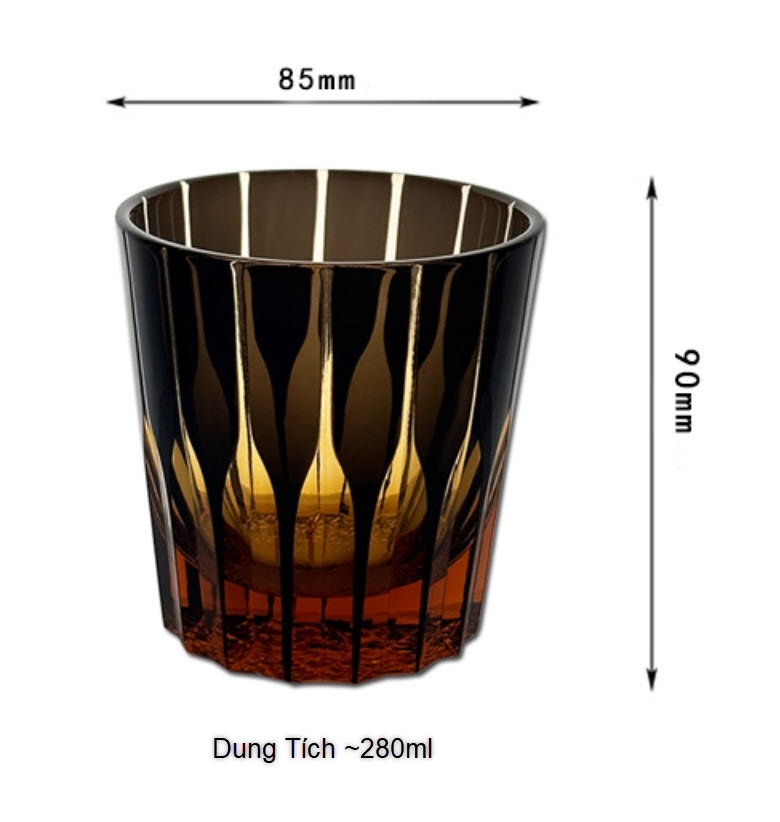 Ly whisky pha lê 280ml chế tác thủ công Edo Kiriko mẫu Brown Star Vianasa VS2323A