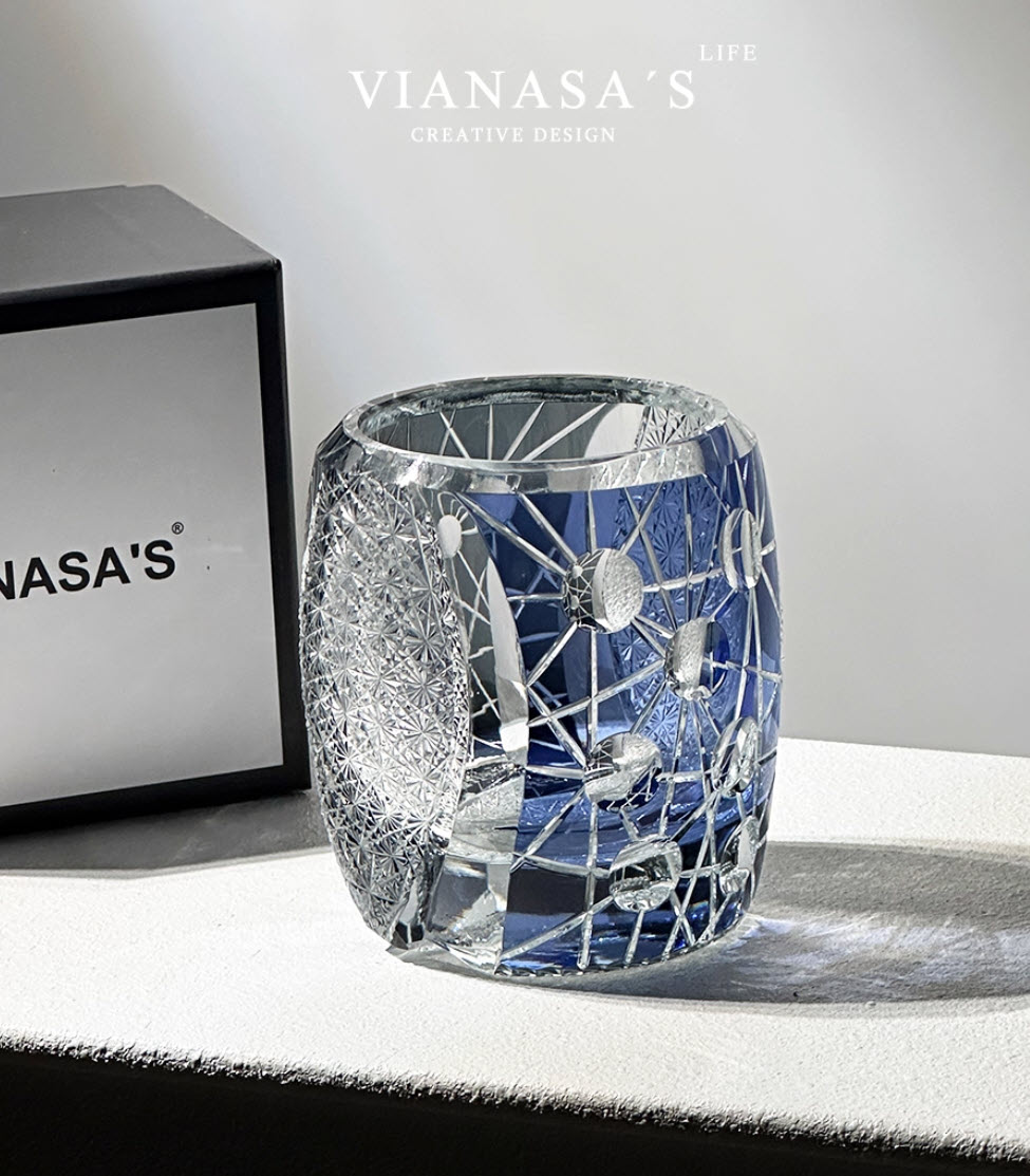 Ly whisky pha lê 280ml chế tác thủ công Edo Kiriko mẫu Planet Vianasa VS3232A