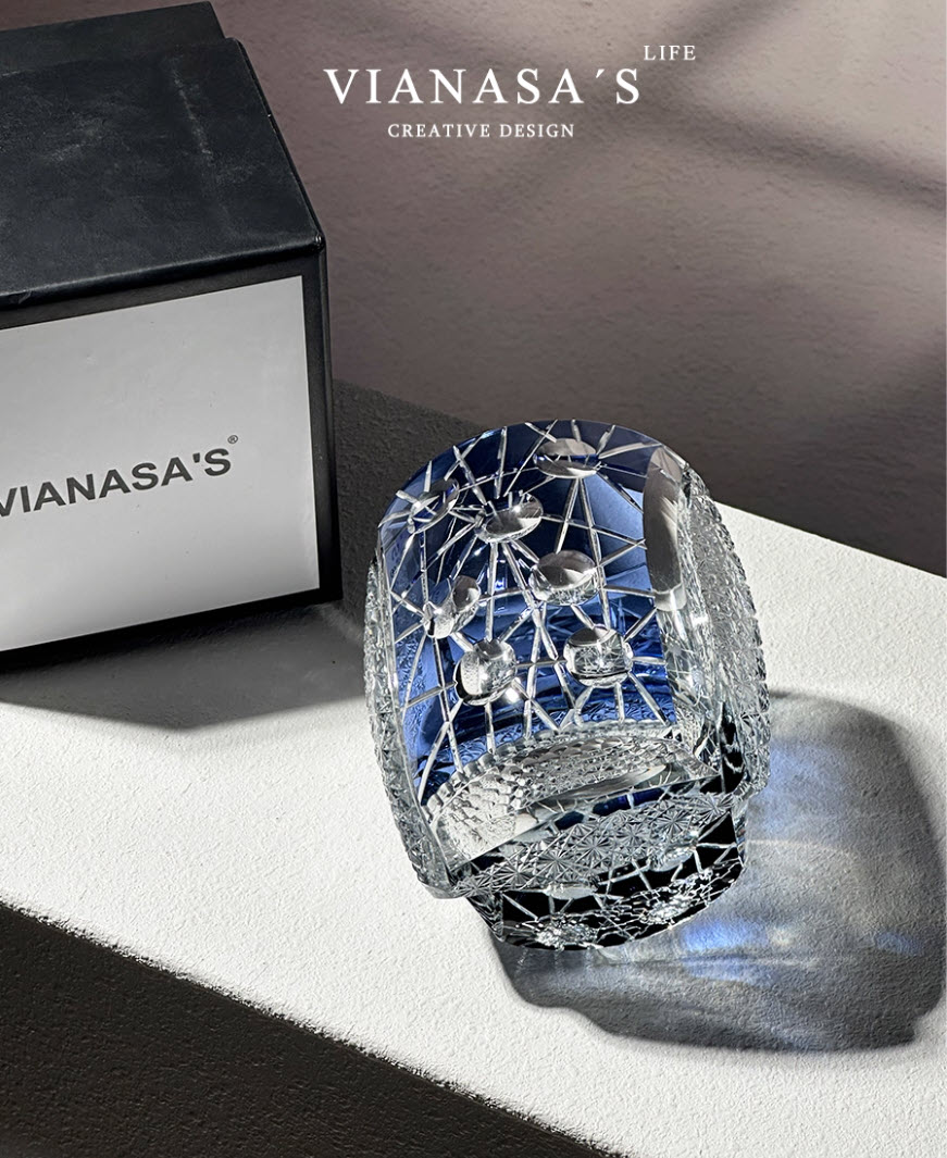 Ly whisky pha lê 280ml chế tác thủ công Edo Kiriko mẫu Planet Vianasa VS3232A