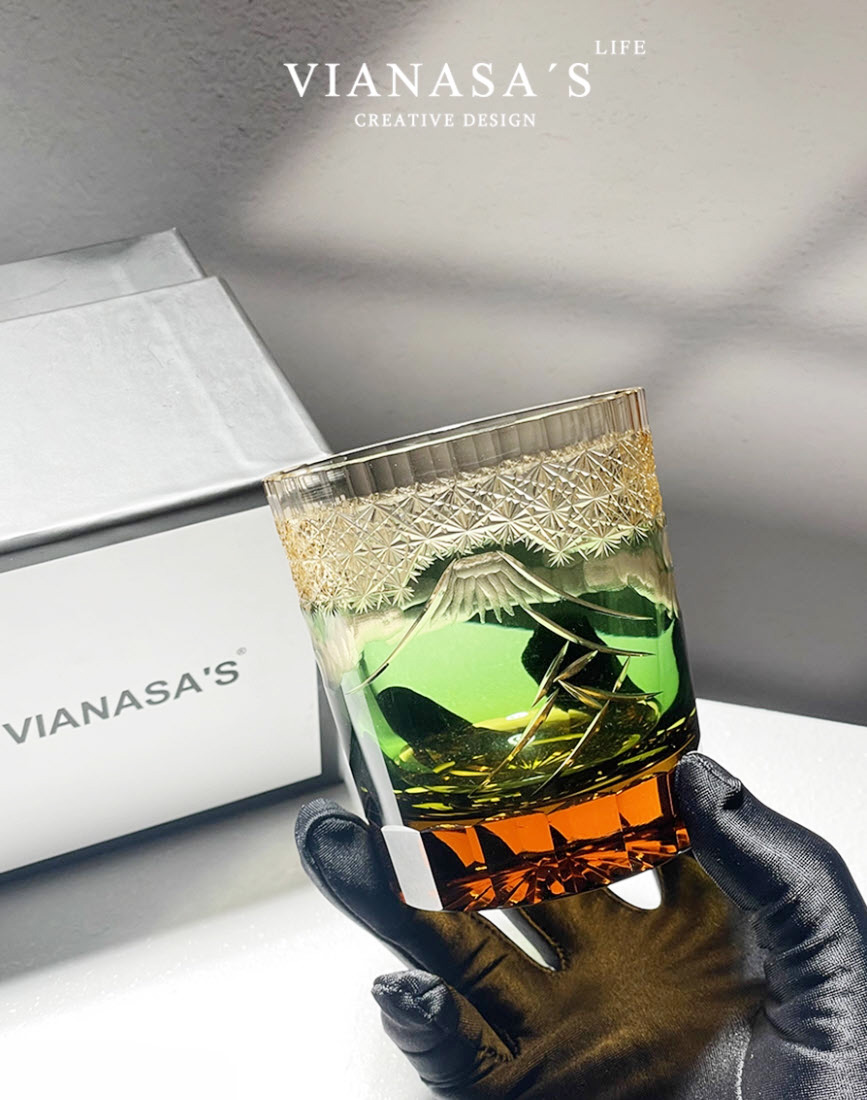 Ly whisky pha lê 260ml chế tác thủ công Edo Kiriko mẫu Fuji Mt Vianasa VS2525