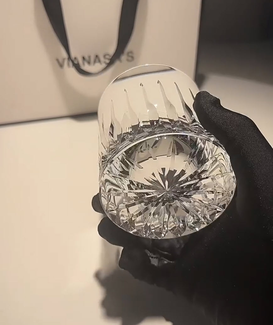 Ly whisky pha lê K9 250ml chế tác thủ công Edo Kiriko mẫu Great Britain Vianasa VS2232