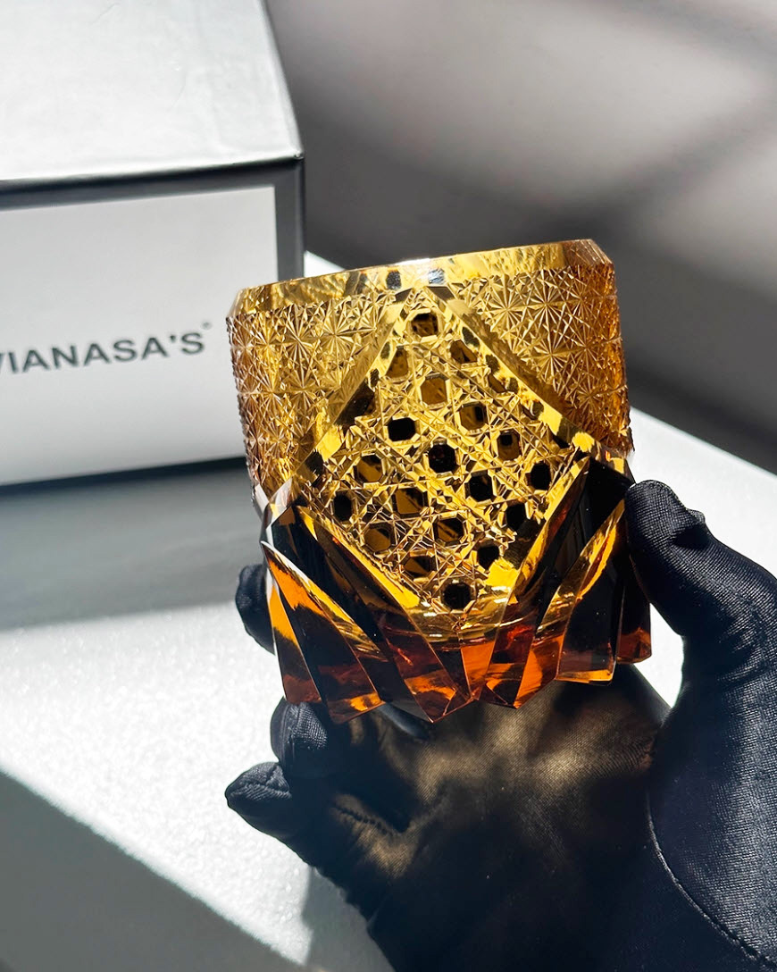 Ly wishky pha lê 280ml chế tác thủ công Edo Kiriko mẫu Black Samurai Vianasa VS32323