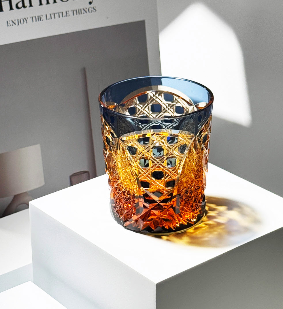 Ly wishky pha lê 280ml chế tác thủ công Edo Kiriko mẫu Sunset Song Vianasa VS2323C