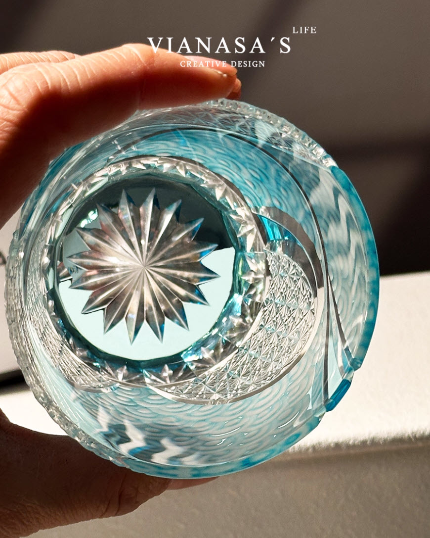 Ly wishky pha lê 280ml chế tác thủ công Edo Kiriko mẫu Clown Sand Vianasa VS2323D