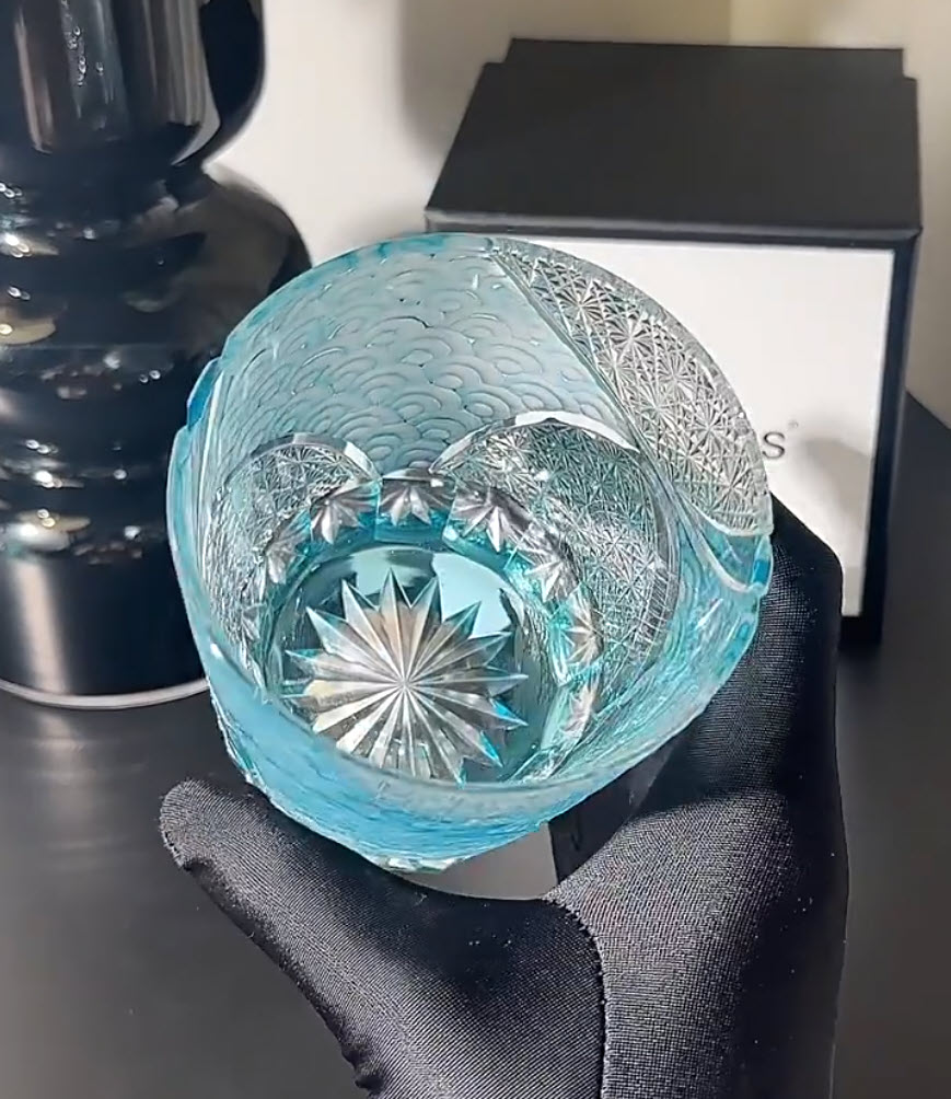 Ly wishky pha lê 280ml chế tác thủ công Edo Kiriko mẫu Clown Sand Vianasa VS2323D