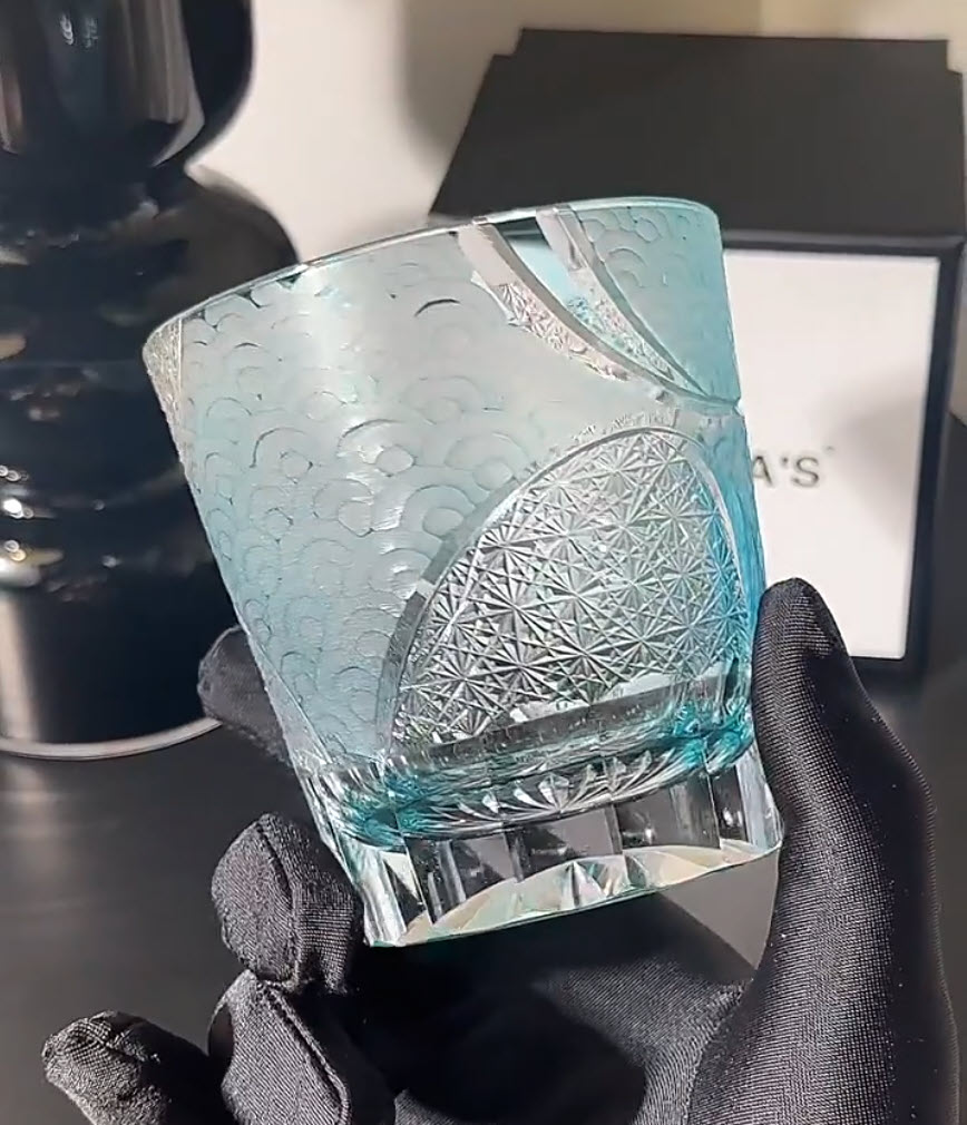 Ly wishky pha lê 280ml chế tác thủ công Edo Kiriko mẫu Clown Sand Vianasa VS2323D