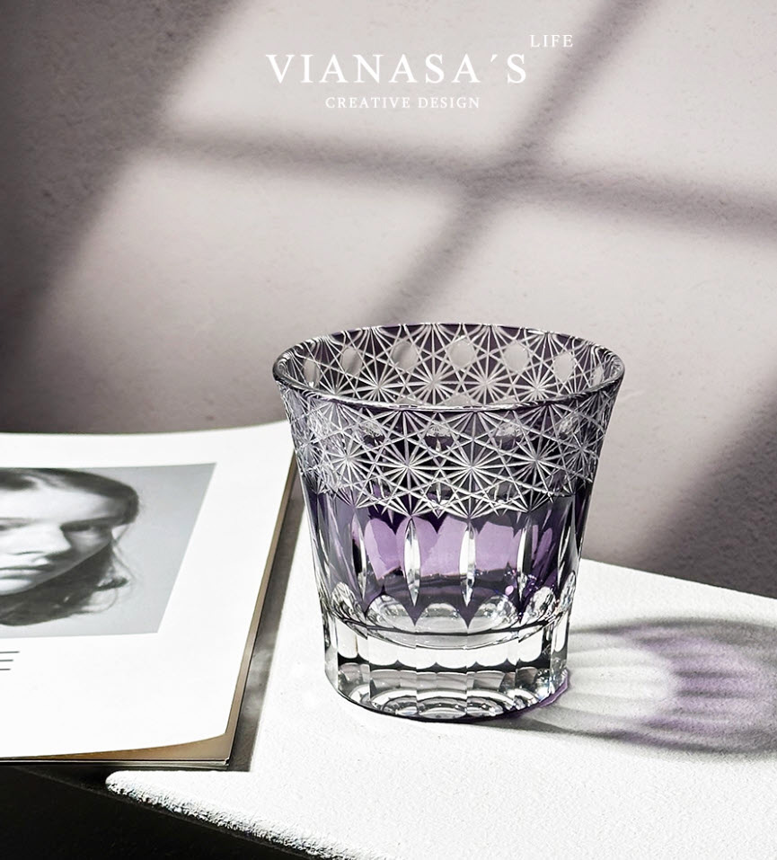 Ly wishky pha lê 260ml chế tác thủ công Edo Kiriko mẫu Violet Vianasa VS1222