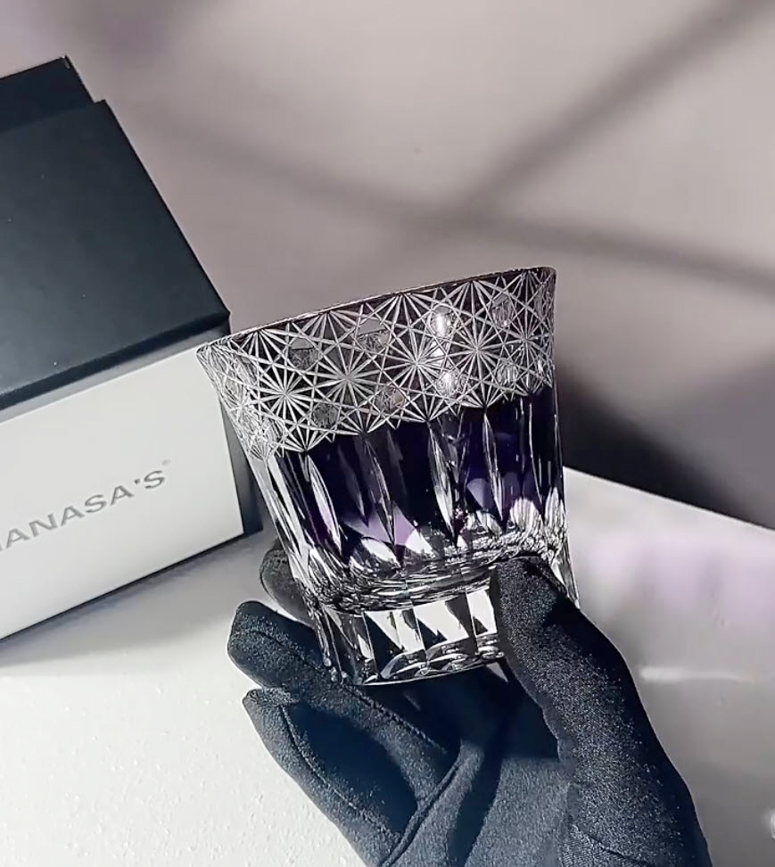 Ly wishky pha lê 260ml chế tác thủ công Edo Kiriko mẫu Violet Vianasa VS1222