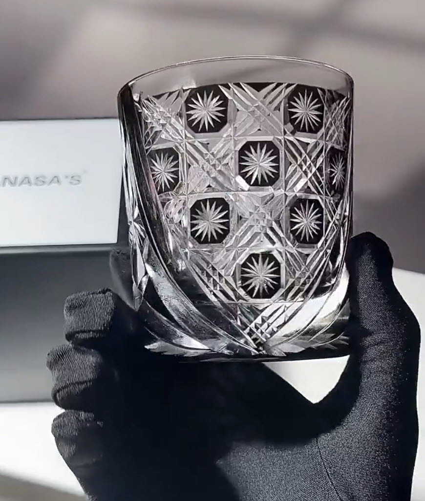 Ly wishky pha lê 280ml chế tác thủ công Edo Kiriko mẫu Day&Night Vianasa VS9898