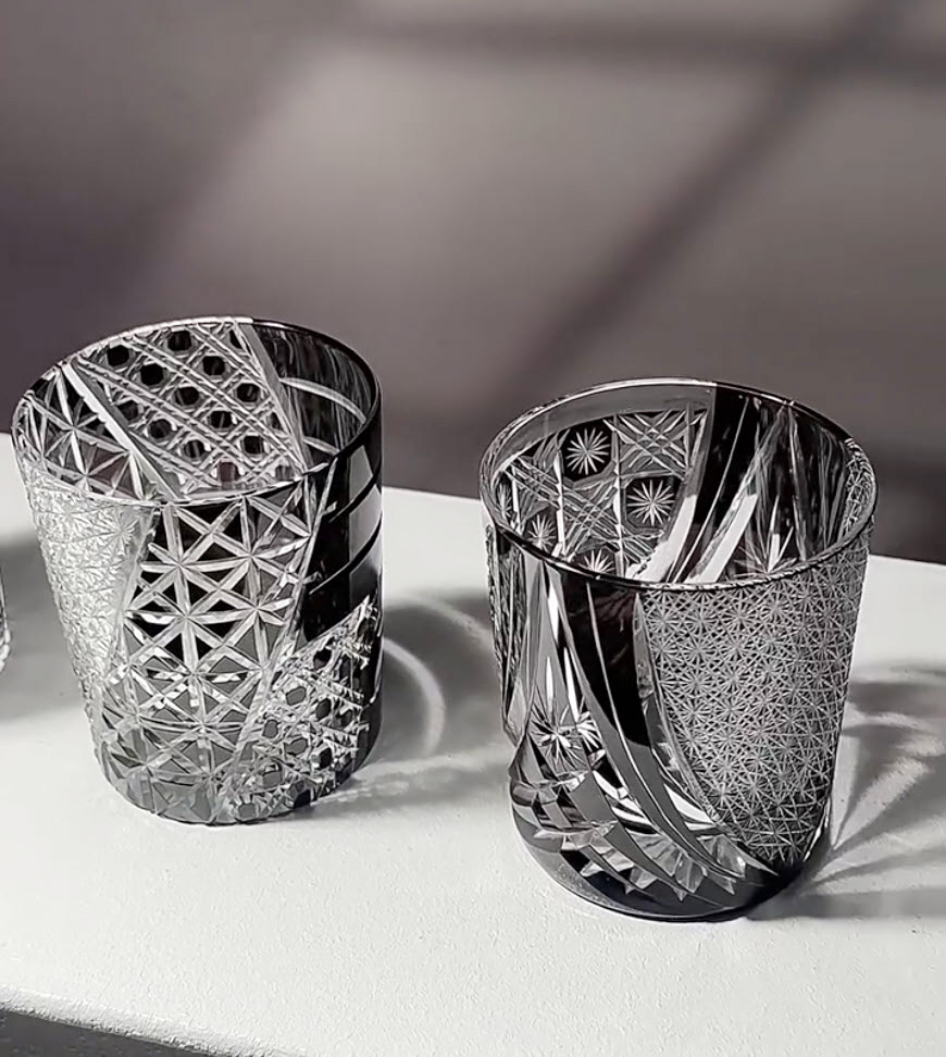 Ly wishky pha lê 280ml chế tác thủ công Edo Kiriko mẫu Day&Night Vianasa VS9898