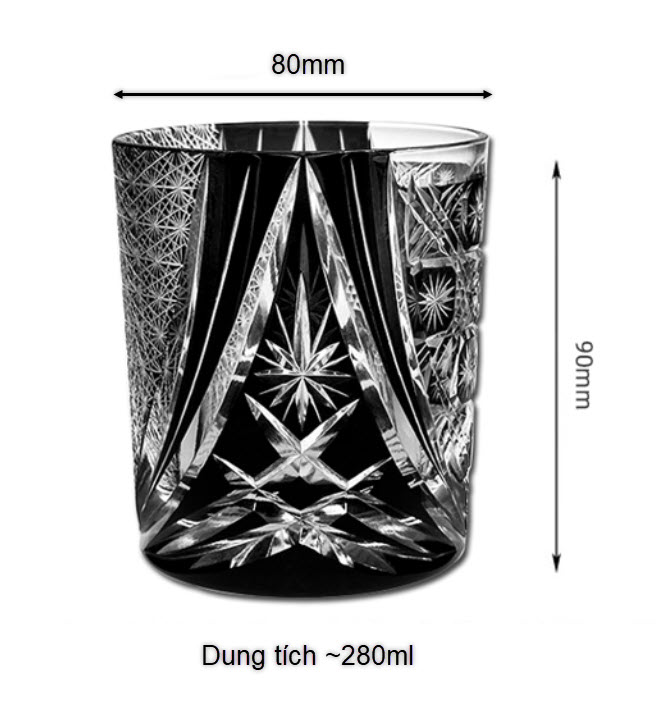 Ly wishky pha lê 280ml chế tác thủ công Edo Kiriko mẫu Day&Night Vianasa VS9898