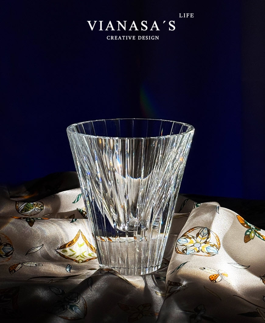 Ly wishky pha lê K9 mẫu Star Flash 150ml chế tác thủ công Vianasa VS23232