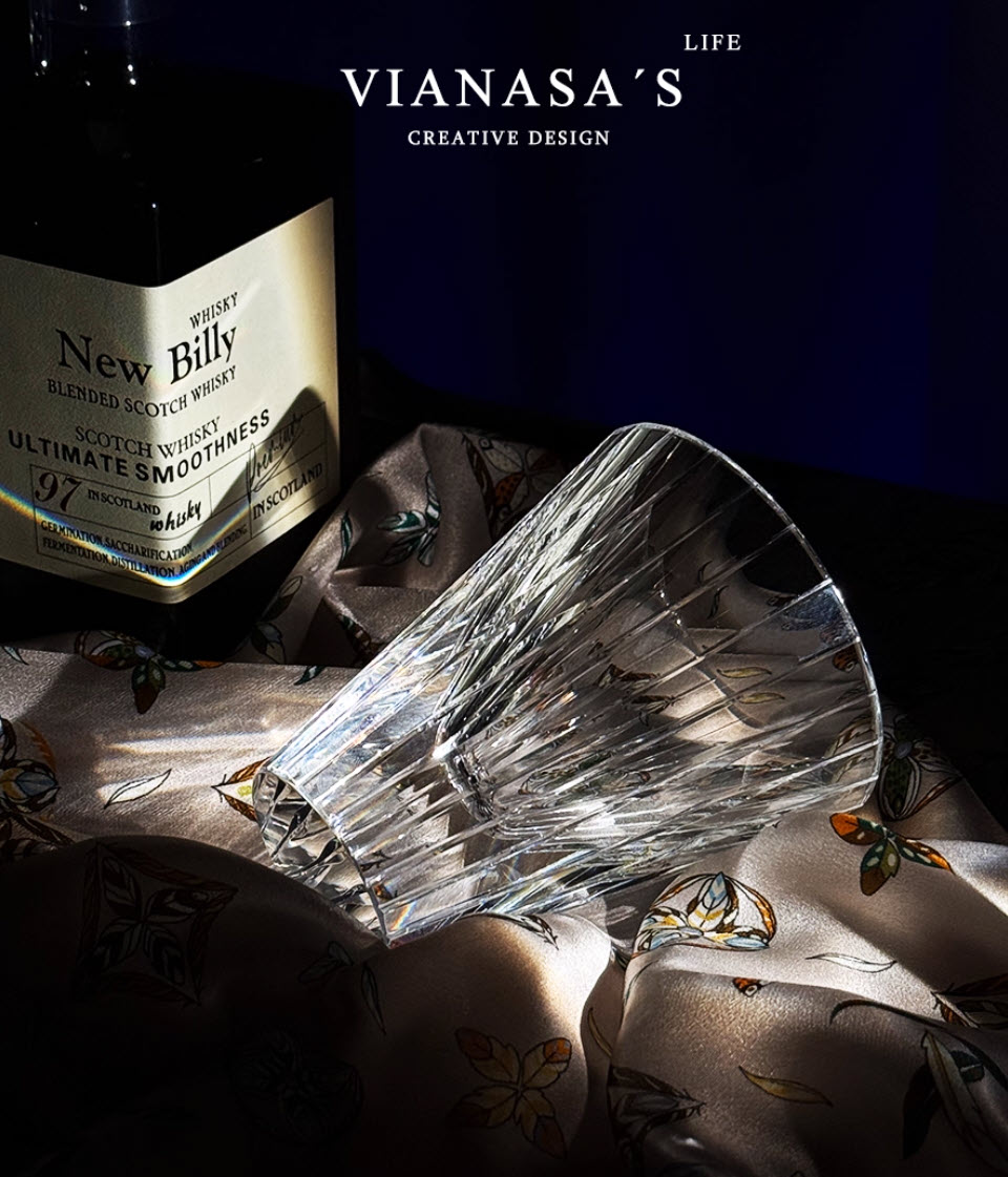 Ly wishky pha lê K9 mẫu Star Flash 150ml chế tác thủ công Vianasa VS23232