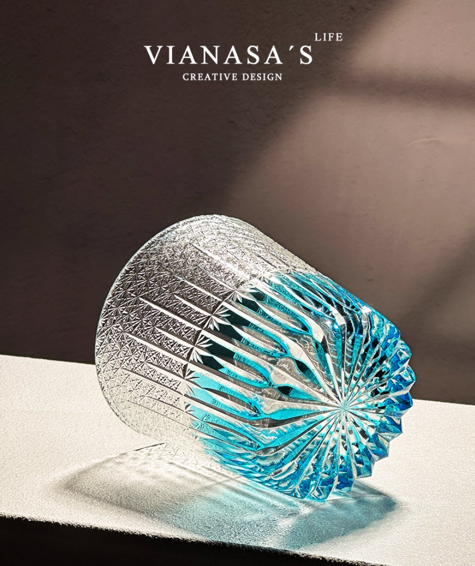 Ly wishky pha lê 330ml chế tác thủ công Edo Kiriko mẫu Northern Lights Vianasa VS3434B