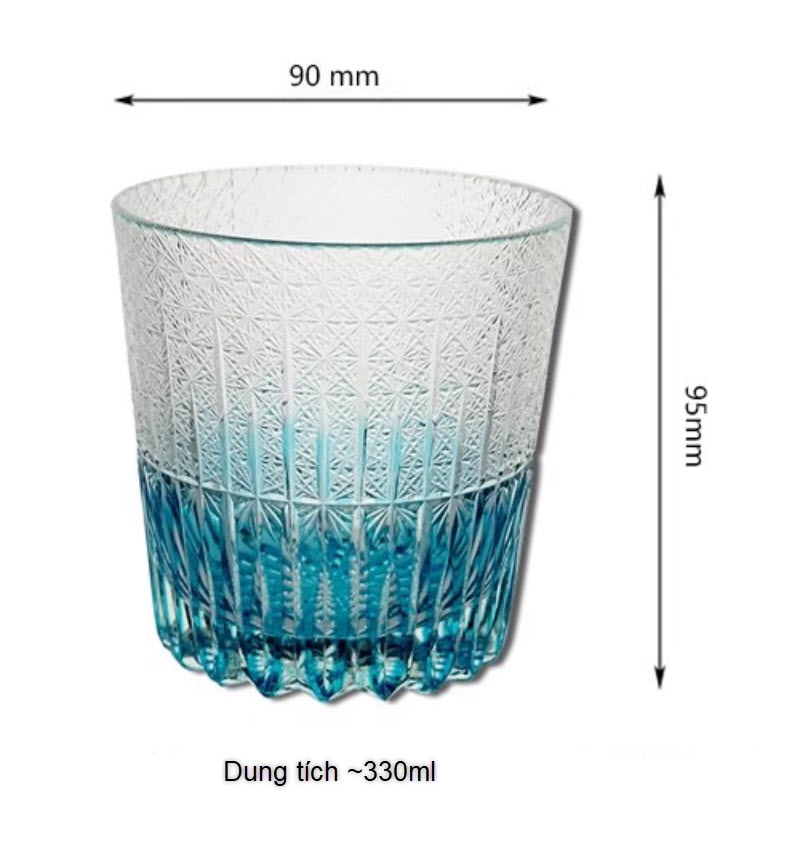 Ly wishky pha lê 330ml chế tác thủ công Edo Kiriko mẫu Northern Lights Vianasa VS3434B