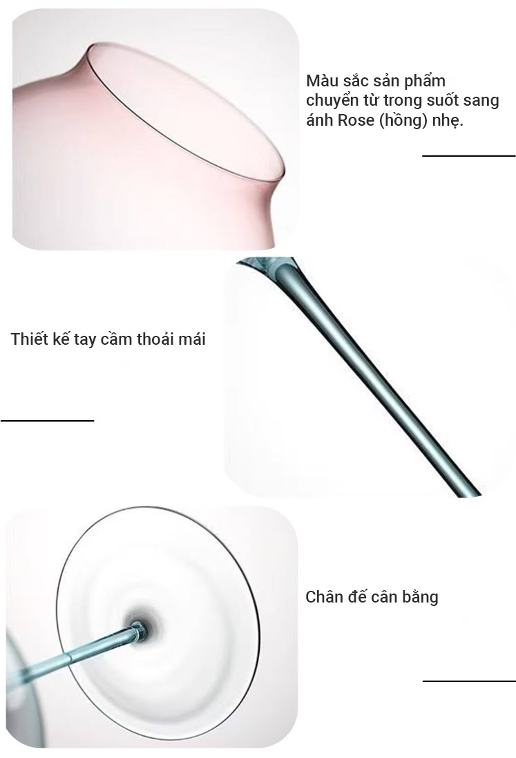 Ly vang pha lê mẫu Peach Blossom Gradient chế tác thủ công Vianasa VS56565