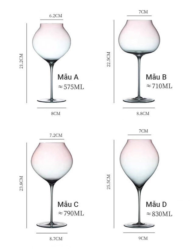 Ly vang pha lê mẫu Peach Blossom Gradient chế tác thủ công Vianasa VS56565