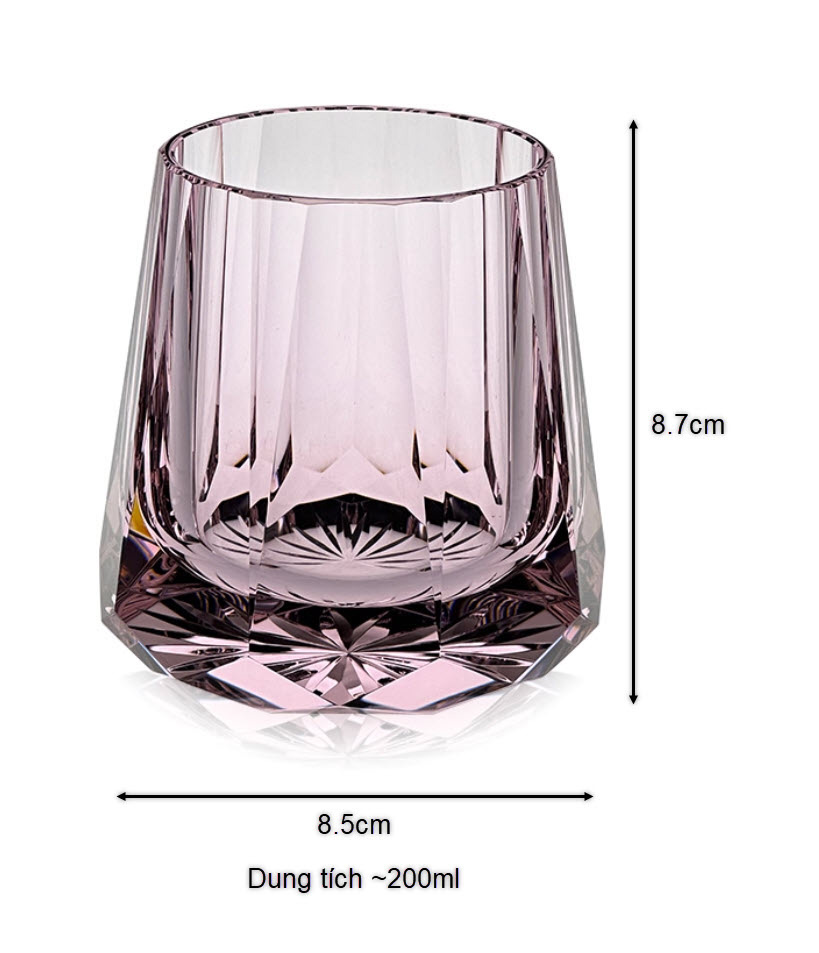 Ly wishky pha lê K9 mẫu Rose Story 200ml chế tác thủ công Vianasa VS99897