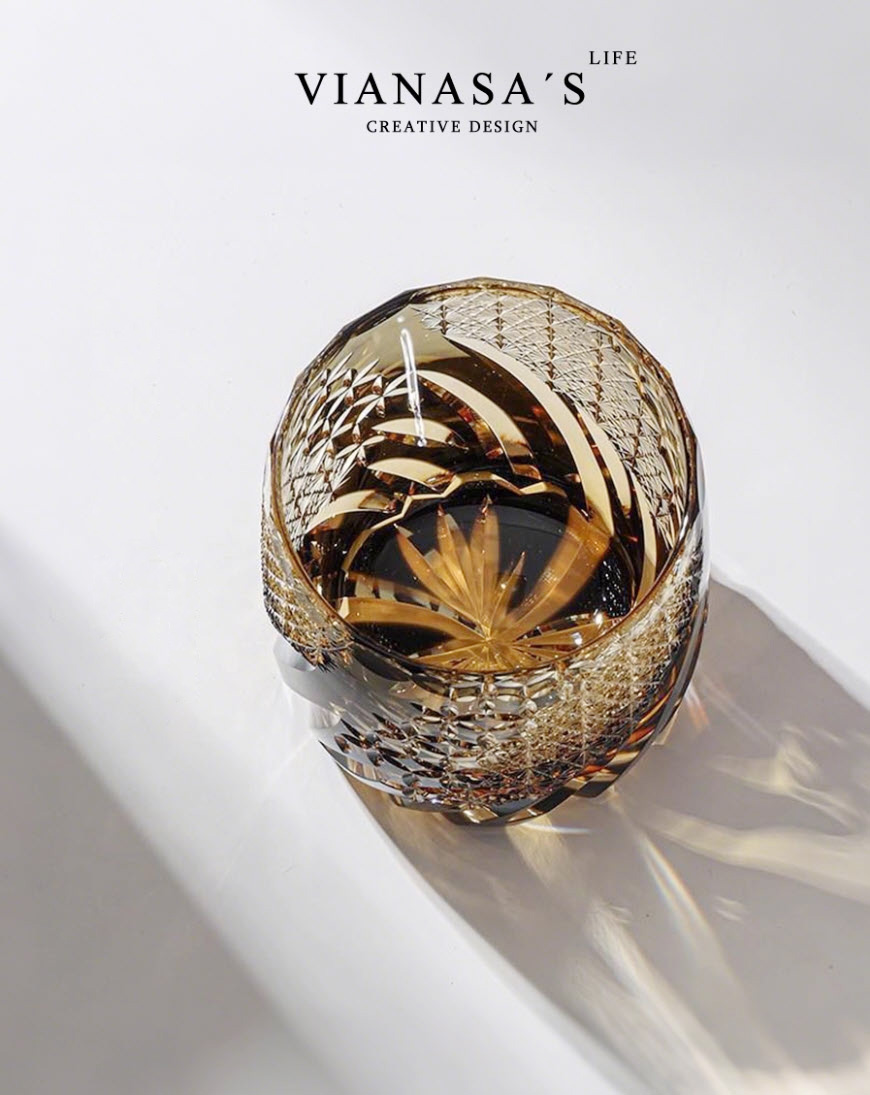 Ly wishky pha lê 330ml chế tác thủ công Edo Kiriko mẫu Dancing with the Wind Vianasa VS34344