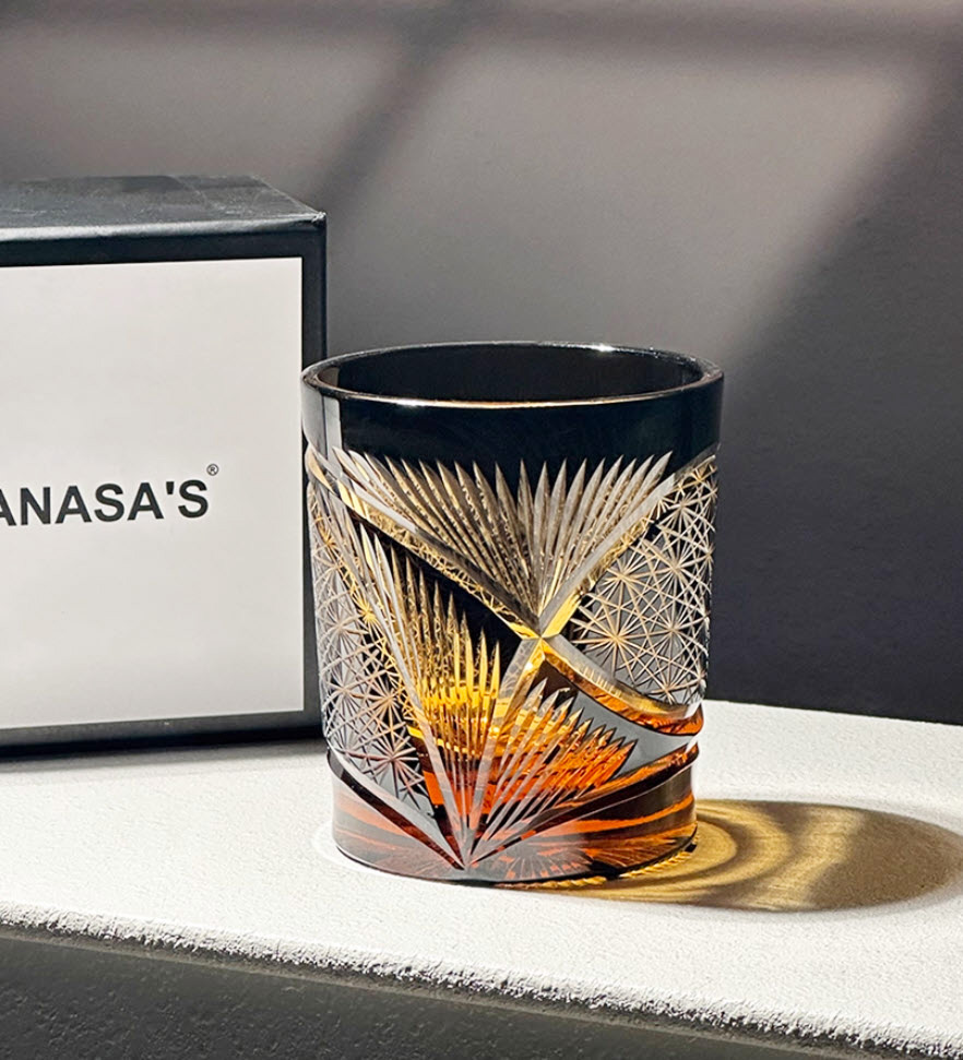 Ly wishky pha lê 280ml chế tác thủ công Edo Kiriko mẫu Tsuru Feather Vianasa VS3434C